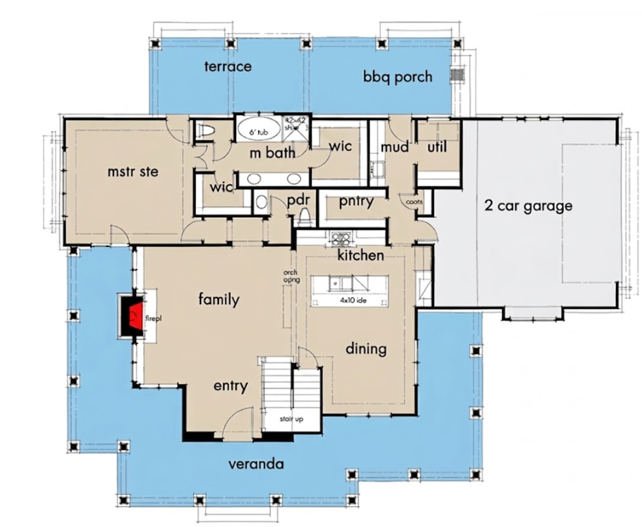The Magnolia floor plan rendering one
